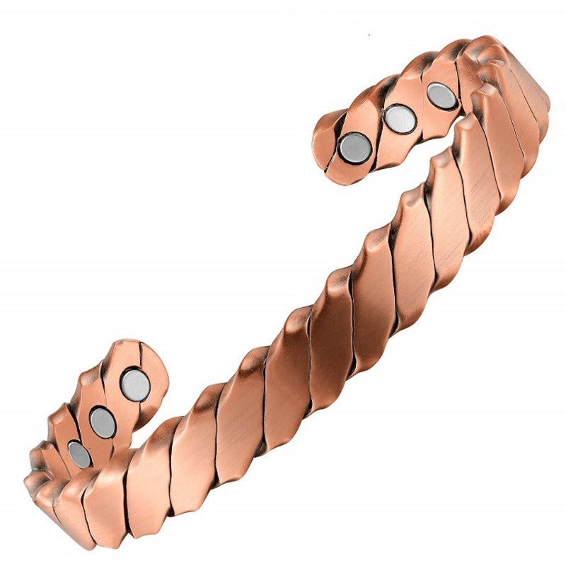 سوار نحاسي مغناطيسي بحجارة لامعة